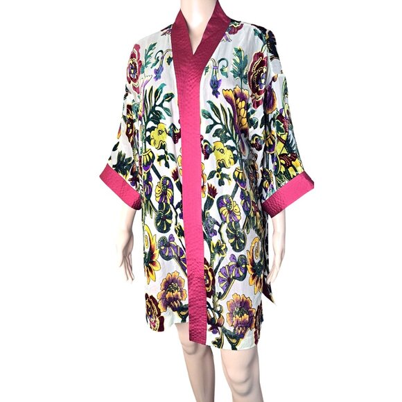 Chico's Burnout Kimono Jacket Small Medium Special Edition New Tags Velvet Silk - Picture 2 of 12
